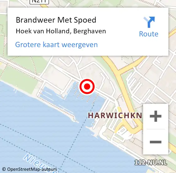 Locatie op kaart van de 112 melding: Brandweer Met Spoed Naar Hoek van Holland, Berghaven op 8 november 2019 08:37