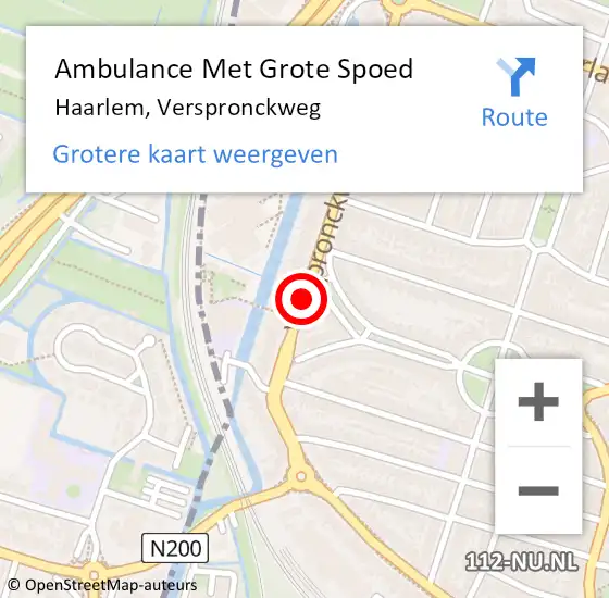 Locatie op kaart van de 112 melding: Ambulance Met Grote Spoed Naar Haarlem, Verspronckweg op 8 november 2019 09:02
