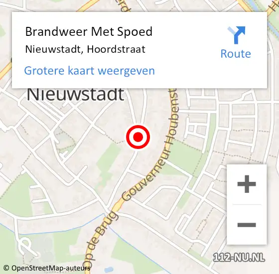 Locatie op kaart van de 112 melding: Brandweer Met Spoed Naar Nieuwstadt, Hoordstraat op 8 november 2019 09:27