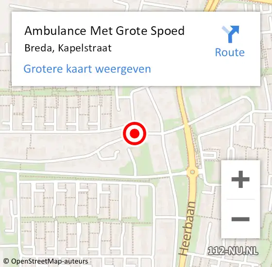 Locatie op kaart van de 112 melding: Ambulance Met Grote Spoed Naar Breda, Kapelstraat op 8 november 2019 09:29