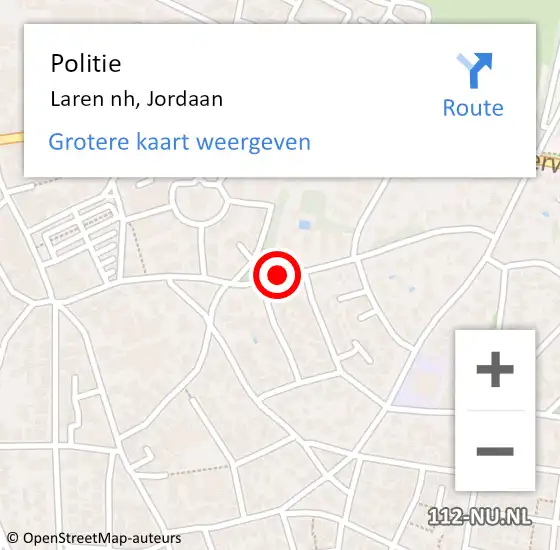 Locatie op kaart van de 112 melding: Politie Laren nh, Jordaan op 8 november 2019 11:21