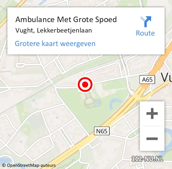 Locatie op kaart van de 112 melding: Ambulance Met Grote Spoed Naar Vught, Lekkerbeetjenlaan op 8 november 2019 11:41