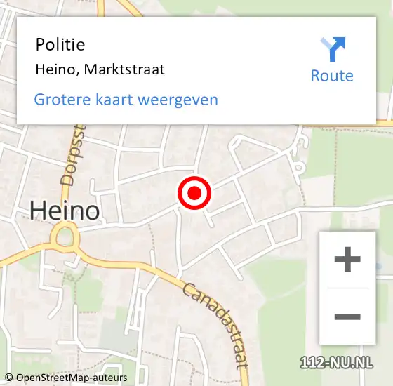 Locatie op kaart van de 112 melding: Politie Heino, Marktstraat op 8 november 2019 14:38