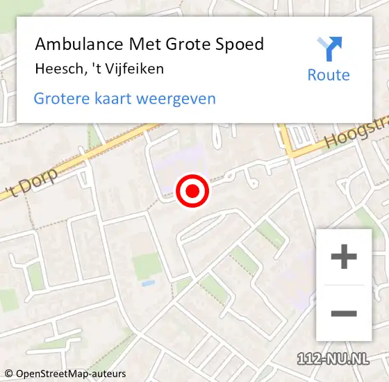 Locatie op kaart van de 112 melding: Ambulance Met Grote Spoed Naar Heesch, 't Vijfeiken op 8 november 2019 14:48