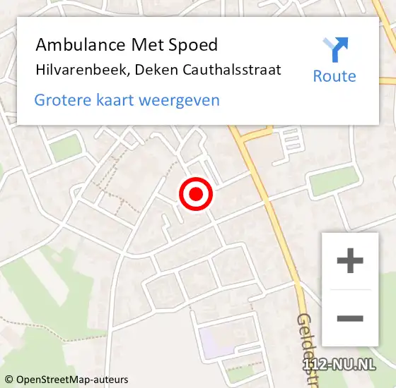 Locatie op kaart van de 112 melding: Ambulance Met Spoed Naar Hilvarenbeek, Deken Cauthalsstraat op 8 november 2019 14:50