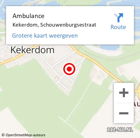 Locatie op kaart van de 112 melding: Ambulance Kekerdom, Schouwenburgsestraat op 8 november 2019 15:33