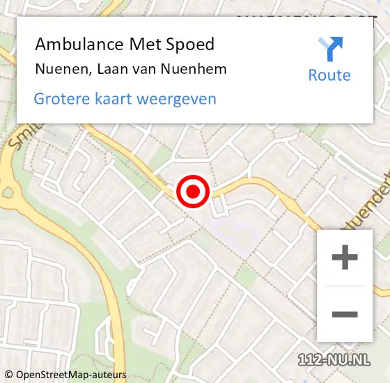 Locatie op kaart van de 112 melding: Ambulance Met Spoed Naar Nuenen, Laan van Nuenhem op 8 november 2019 15:39