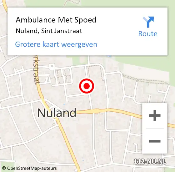 Locatie op kaart van de 112 melding: Ambulance Met Spoed Naar Nuland, Sint Janstraat op 8 november 2019 15:43