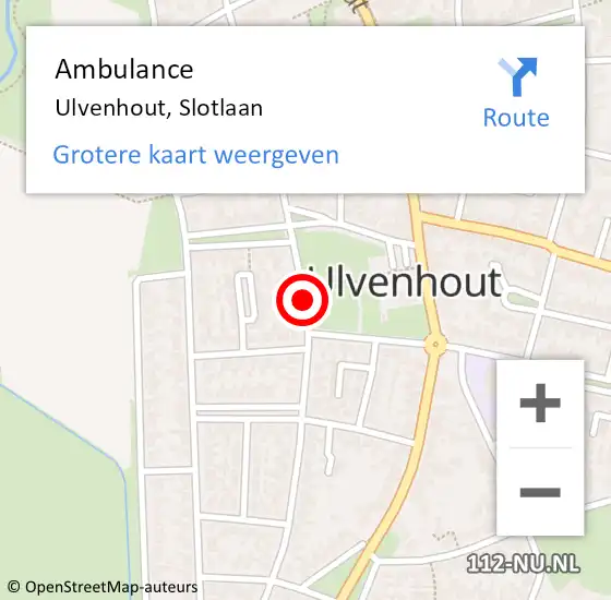 Locatie op kaart van de 112 melding: Ambulance Ulvenhout, Slotlaan op 8 november 2019 15:50