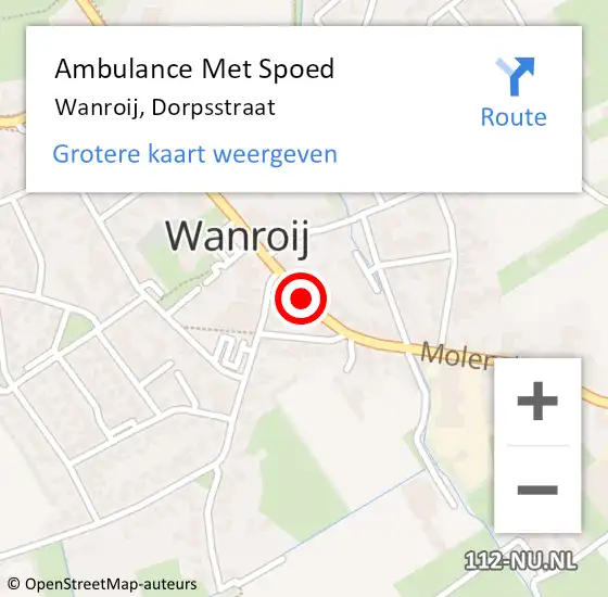 Locatie op kaart van de 112 melding: Ambulance Met Spoed Naar Wanroij, Dorpsstraat op 8 november 2019 16:19