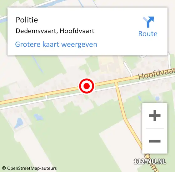 Locatie op kaart van de 112 melding: Politie Dedemsvaart, Hoofdvaart op 8 november 2019 16:23