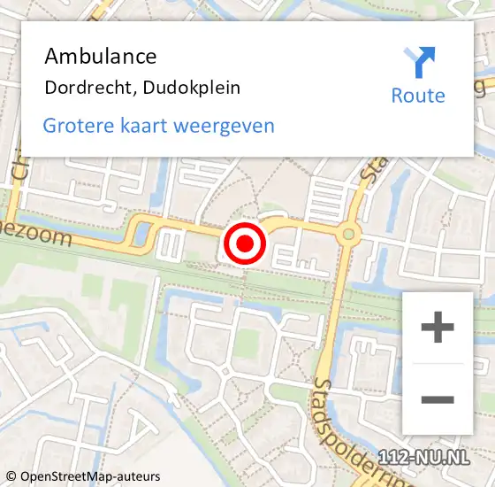 Locatie op kaart van de 112 melding: Ambulance Dordrecht, Dudokplein op 8 november 2019 18:06