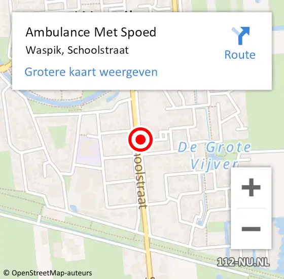 Locatie op kaart van de 112 melding: Ambulance Met Spoed Naar Waspik, Schoolstraat op 8 november 2019 18:09