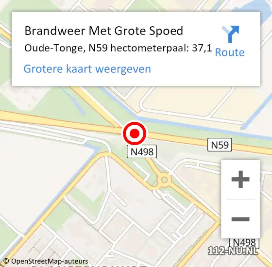 Locatie op kaart van de 112 melding: Brandweer Met Grote Spoed Naar Oude-Tonge, N59 hectometerpaal: 49,0 op 8 november 2019 18:20