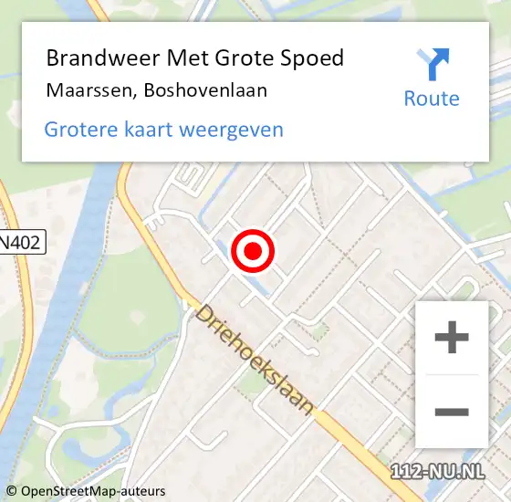 Locatie op kaart van de 112 melding: Brandweer Met Grote Spoed Naar Maarssen, Boshovenlaan op 8 november 2019 18:44