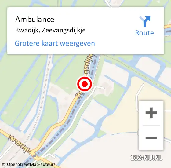 Locatie op kaart van de 112 melding: Ambulance Kwadijk, Zeevangsdijkje op 8 november 2019 18:59