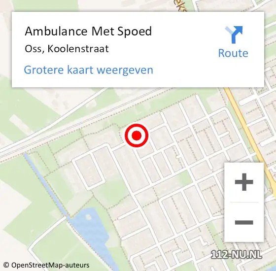 Locatie op kaart van de 112 melding: Ambulance Met Spoed Naar Oss, Koolenstraat op 8 november 2019 19:10