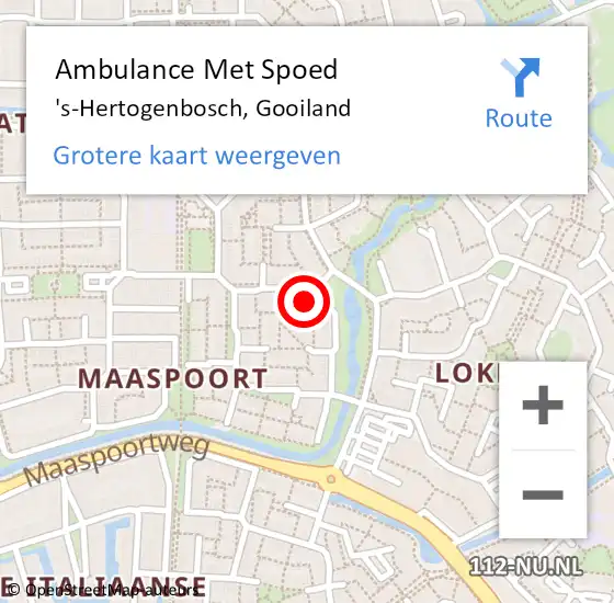 Locatie op kaart van de 112 melding: Ambulance Met Spoed Naar 's-Hertogenbosch, Gooiland op 19 april 2014 08:43