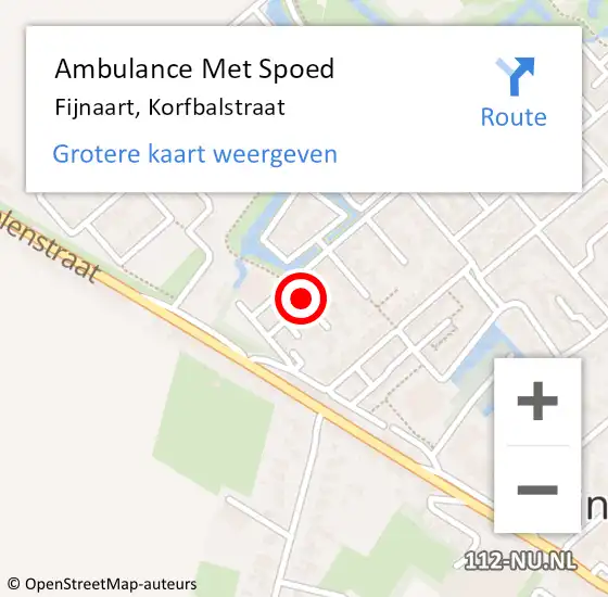 Locatie op kaart van de 112 melding: Ambulance Met Spoed Naar Fijnaart, Korfbalstraat op 8 november 2019 19:20