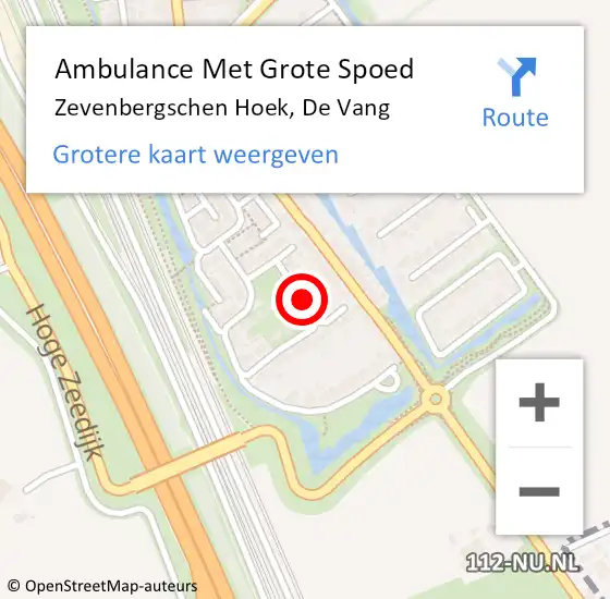 Locatie op kaart van de 112 melding: Ambulance Met Grote Spoed Naar Zevenbergschen Hoek, De Vang op 8 november 2019 19:20