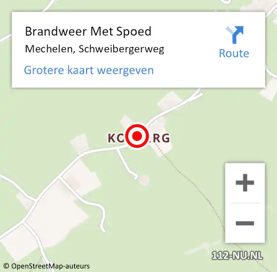 Locatie op kaart van de 112 melding: Brandweer Met Spoed Naar Mechelen, Schweibergerweg op 8 november 2019 19:48