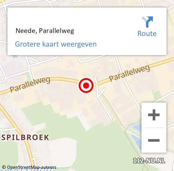 Locatie op kaart van de 112 melding:  Neede, Parallelweg op 8 november 2019 19:51