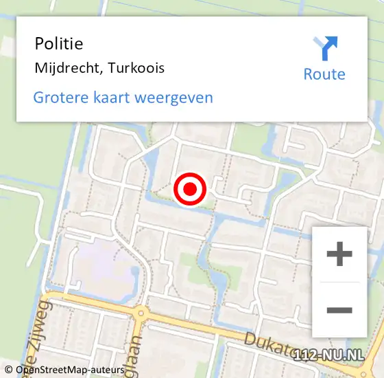 Locatie op kaart van de 112 melding: Politie Mijdrecht, Turkoois op 8 november 2019 20:02