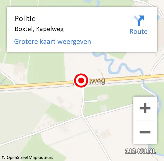 Locatie op kaart van de 112 melding: Politie Boxtel, Kapelweg op 8 november 2019 20:07