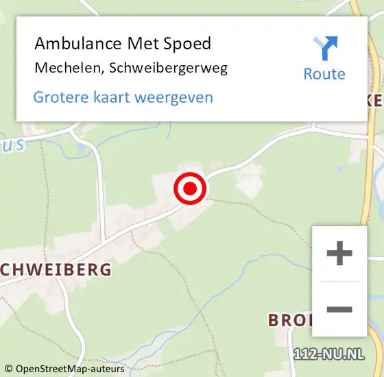 Locatie op kaart van de 112 melding: Ambulance Met Spoed Naar Mechelen, Schweibergerweg op 19 april 2014 08:49