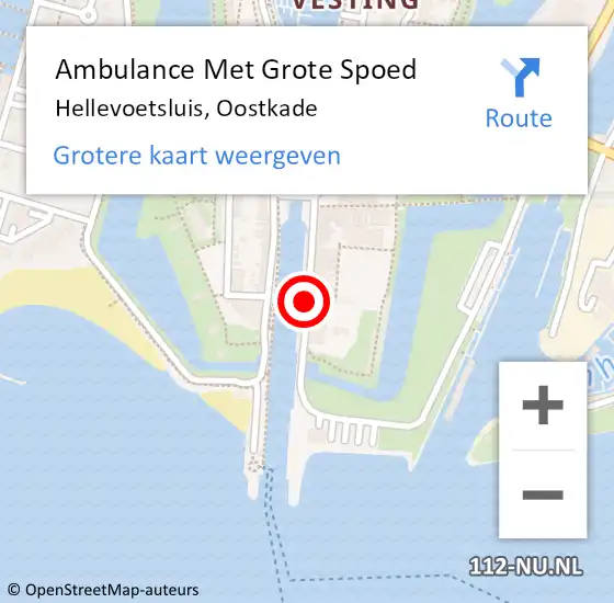 Locatie op kaart van de 112 melding: Ambulance Met Grote Spoed Naar Hellevoetsluis, Oostkade op 8 november 2019 21:29