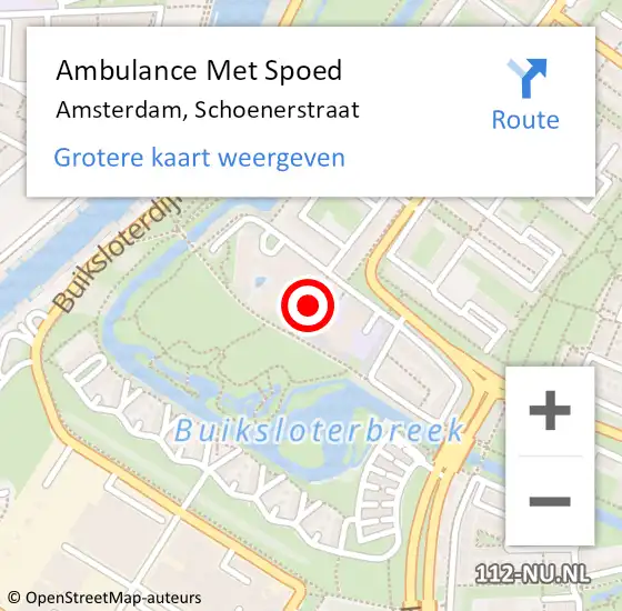 Locatie op kaart van de 112 melding: Ambulance Met Spoed Naar Amsterdam, Schoenerstraat op 8 november 2019 22:29