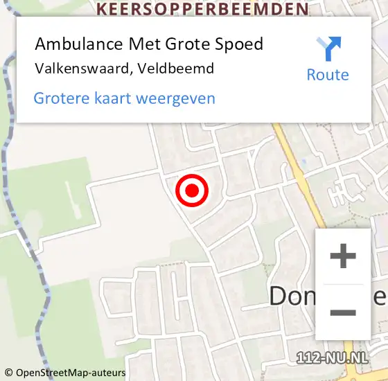 Locatie op kaart van de 112 melding: Ambulance Met Grote Spoed Naar Valkenswaard, Veldbeemd op 8 november 2019 22:30