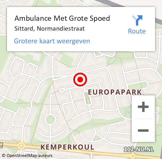 Locatie op kaart van de 112 melding: Ambulance Met Grote Spoed Naar Sittard, Normandiestraat op 19 april 2014 09:02