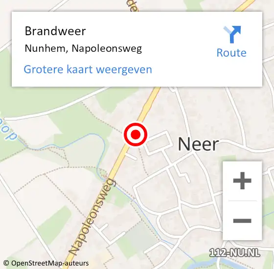 Locatie op kaart van de 112 melding: Brandweer Nunhem, Napoleonsweg op 8 november 2019 23:09