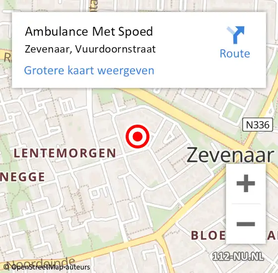 Locatie op kaart van de 112 melding: Ambulance Met Spoed Naar Zevenaar, Vuurdoornstraat op 9 november 2019 00:34