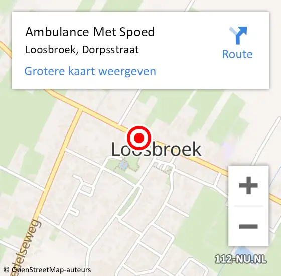 Locatie op kaart van de 112 melding: Ambulance Met Spoed Naar Loosbroek, Dorpsstraat op 9 november 2019 00:38