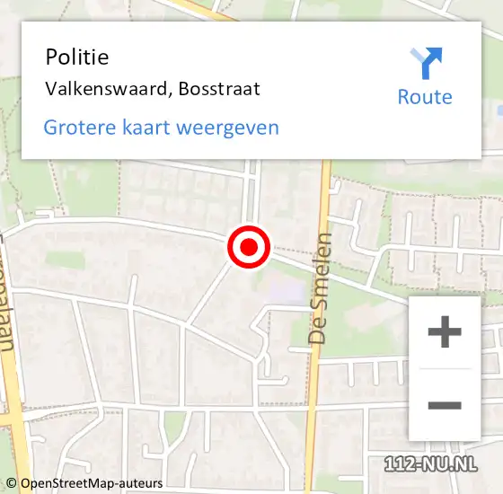 Locatie op kaart van de 112 melding: Politie Valkenswaard, Bosstraat op 9 november 2019 01:28