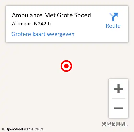 Locatie op kaart van de 112 melding: Ambulance Met Grote Spoed Naar Alkmaar, N242 Li op 9 november 2019 01:48