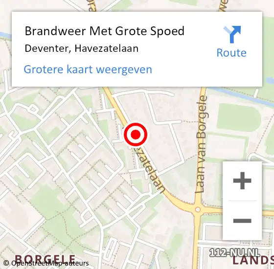 Locatie op kaart van de 112 melding: Brandweer Met Grote Spoed Naar Deventer, Havezatelaan op 9 november 2019 02:14