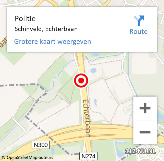 Locatie op kaart van de 112 melding: Politie Schinveld, Echterbaan op 9 november 2019 05:16