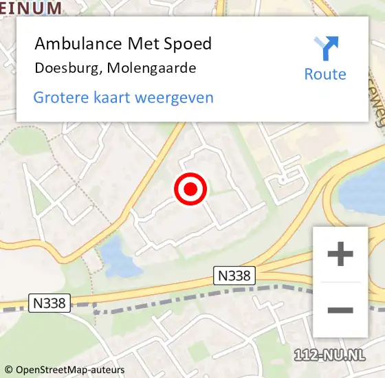 Locatie op kaart van de 112 melding: Ambulance Met Spoed Naar Doesburg, Molengaarde op 9 november 2019 10:14