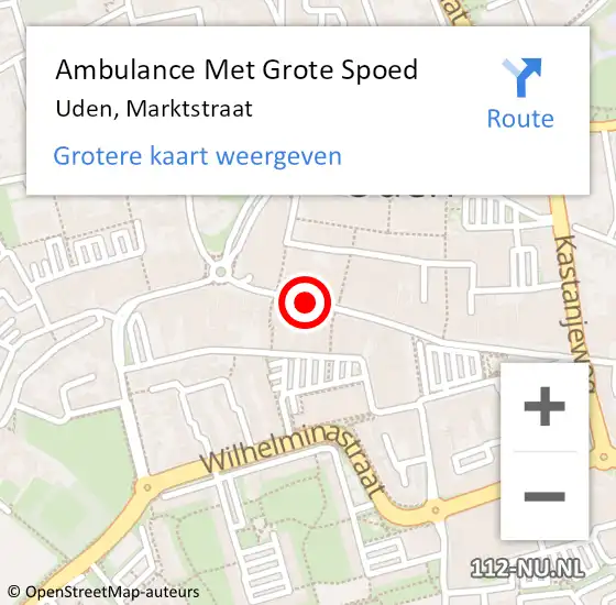 Locatie op kaart van de 112 melding: Ambulance Met Grote Spoed Naar Uden, Marktstraat op 9 november 2019 10:44