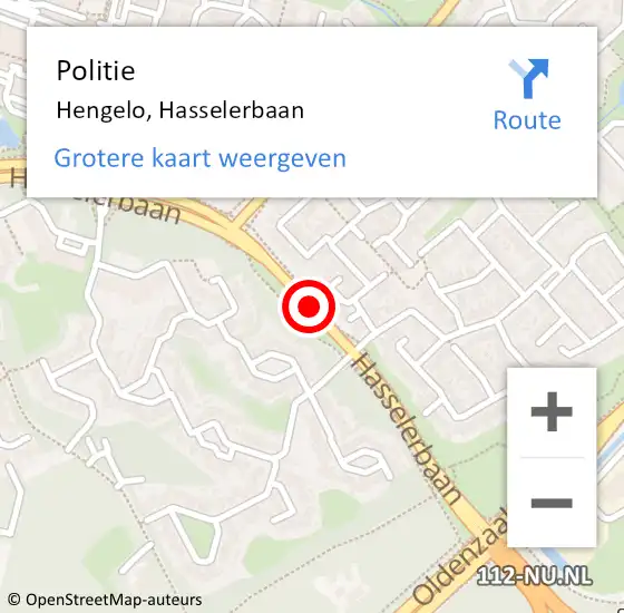 Locatie op kaart van de 112 melding: Politie Hengelo Ov, Hasselerbaan op 9 november 2019 10:46