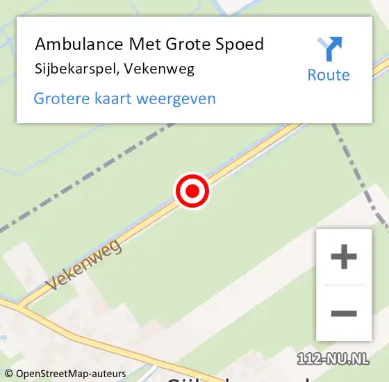 Locatie op kaart van de 112 melding: Ambulance Met Grote Spoed Naar Sijbekarspel, Vekenweg op 9 november 2019 10:54