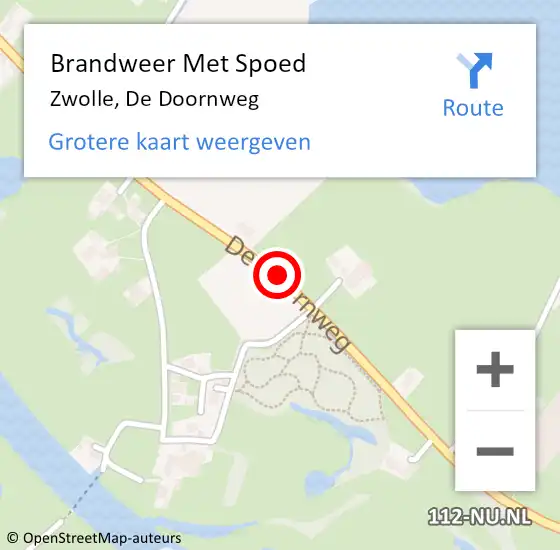 Locatie op kaart van de 112 melding: Brandweer Met Spoed Naar Zwolle, De Doornweg op 9 november 2019 10:59