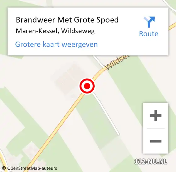 Locatie op kaart van de 112 melding: Brandweer Met Grote Spoed Naar Maren-Kessel, Wildseweg op 9 november 2019 11:26