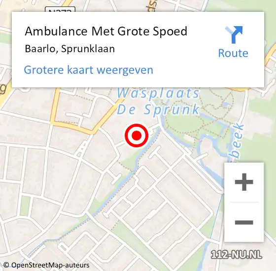 Locatie op kaart van de 112 melding: Ambulance Met Grote Spoed Naar Baarlo, Sprunklaan op 9 november 2019 11:28