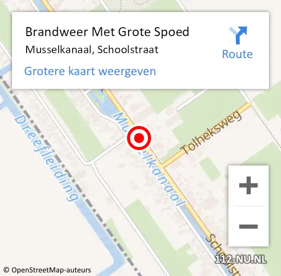 Locatie op kaart van de 112 melding: Brandweer Met Grote Spoed Naar Musselkanaal, Schoolstraat op 9 november 2019 11:29