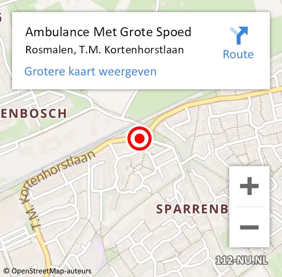 Locatie op kaart van de 112 melding: Ambulance Met Grote Spoed Naar Rosmalen, T.M. Kortenhorstlaan op 9 november 2019 12:38