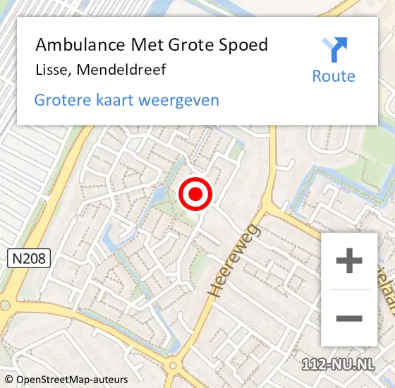 Locatie op kaart van de 112 melding: Ambulance Met Grote Spoed Naar Lisse, Mendeldreef op 9 november 2019 12:45